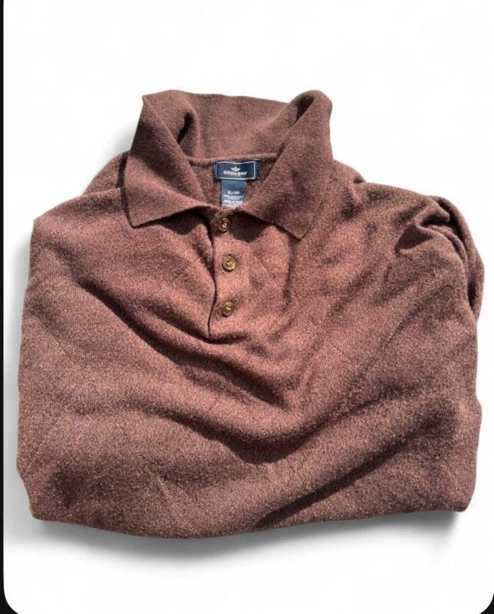 Dockers Brown Long Sleeve Polo Shirt Men’s XL Classic